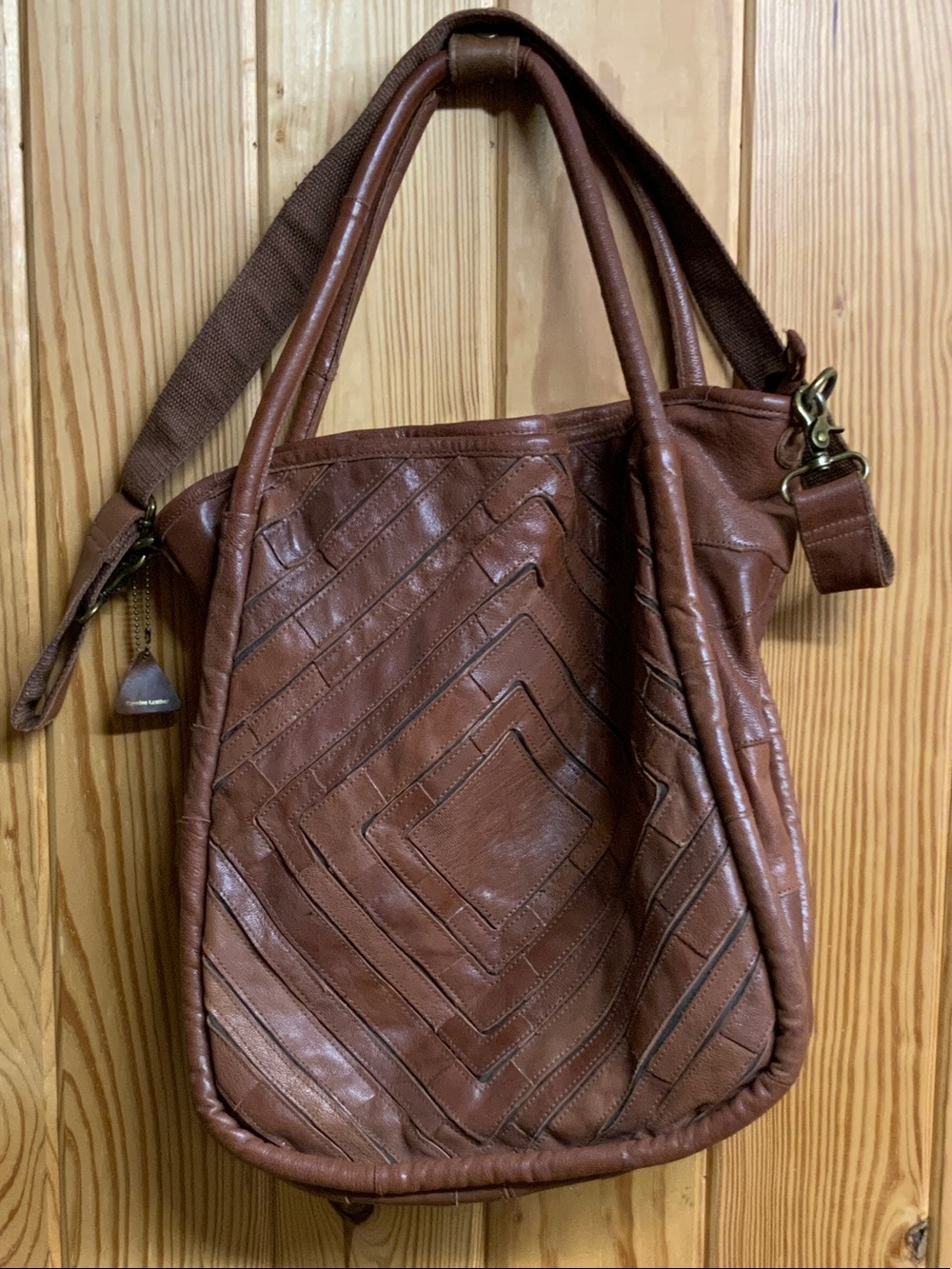 Women's Brown Leather Quilted Tote Bag